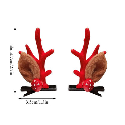 2pcs/set Christmas Hair Clips For Girls Cute Deer Ear Hairpins Hairgrips Kids Christmas Antler Hairpin Barrette Fashion Hair Accessories For Women