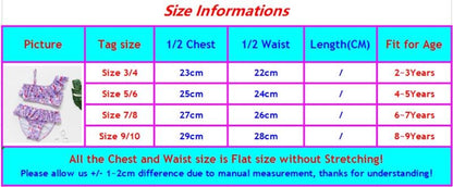3-16Y Cartoon Two-piece Girls Swimwear Ruffle Swimsuit Bikini Set One Shoulder Beachwear Princess Two Piece Bathing Suit Children Swimwear Girls Swimsuit Bikini Set