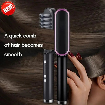 3 IN 1 Multifunctional Hair Straightener Comb Hair Black Red Straightening Brush Portable Comb Fast Heating Men Beard Straightener For Traveling Perfect Gift For Adults
