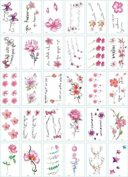 30 Pieces/set Small Luxury Temporary Tattoo Sticker Colorful Drawing Flower Cute Body Tatoo For Kids Adults