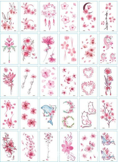 30 Pieces/set Small Luxury Temporary Tattoo Sticker Colorful Drawing Flower Cute Body Tatoo For Kids Adults