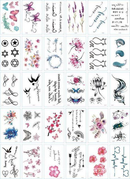 30 Pieces/set Small Luxury Temporary Tattoo Sticker Colorful Drawing Flower Cute Body Tatoo For Kids Adults