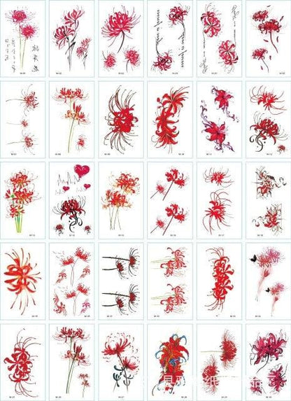 30 Pieces/set Small Luxury Temporary Tattoo Sticker Colorful Drawing Flower Cute Body Tatoo For Kids Adults