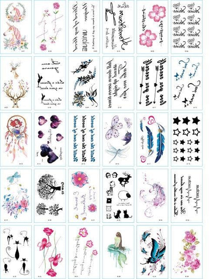 30 Pieces/set Small Luxury Temporary Tattoo Sticker Colorful Drawing Flower Cute Body Tatoo For Kids Adults