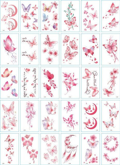 30 Pieces/set Small Luxury Temporary Tattoo Sticker Colorful Drawing Flower Cute Body Tatoo For Kids Adults