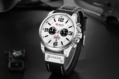 Retro  Waterproof Watch With Chronometers Steel Case And Leather Belts Unique Design Excellent Look Perfect Gift For Your Man