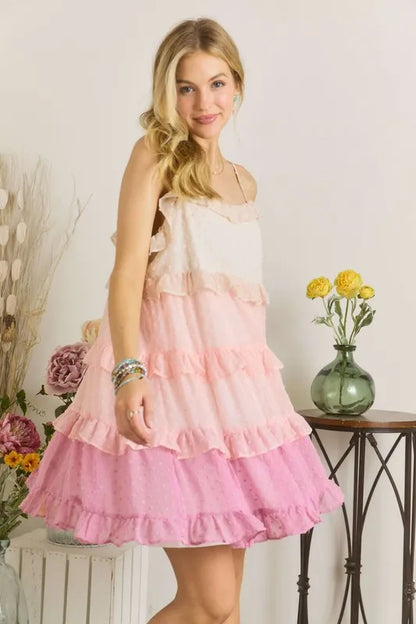 New Swiss Dot Ruffled Tiered Mini Dress For Summer – Feminine, Fluttering, Charming, Playful, Chic & Stylish