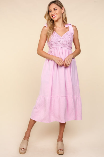 Crochet Lace Ruffle Hem Cami Midi Dress – Crochet Lace Cami Dress, Ruffle Hem Midi Dress, Babydoll Midi Dress, Feminine Cami Dress, Timeless Lace Dress, Elegant Crochet Dress, Summer Cami Dress