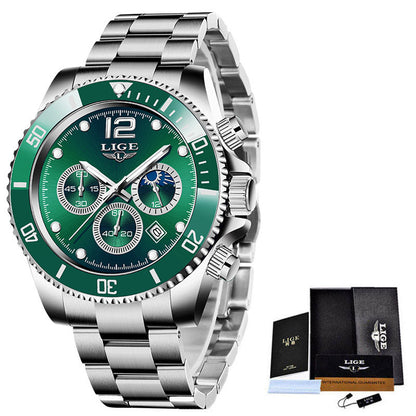 Multifunctional Mens Business Watch Luxury Military Quartz Stainless Steel Round Analog Wrist Watch For Men