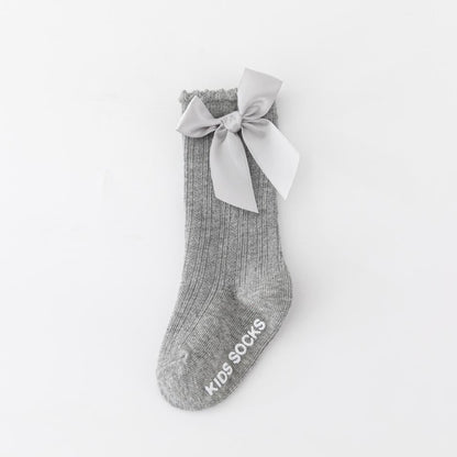 New Kids Stretchable Socks Toddlers Girls Big Bow Knee High Long Soft Cotton Lace Baby Comfortable Colorful  Socks