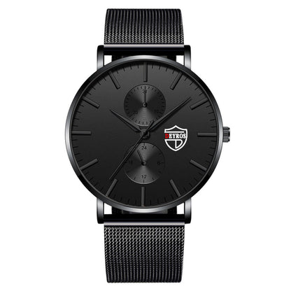 Black 3Bar Watch Men Women'S Watches Ladies Watch With Crystals  Fashion Stainless Steel Band Comfortable Wristwatch