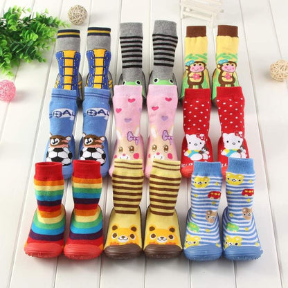 Newborn Baby Boys/Girls Socks With Anti-Slip Soft Rubber Soled Outdoor Foot Socks Animal Carton Floor Booties Socks For Kids