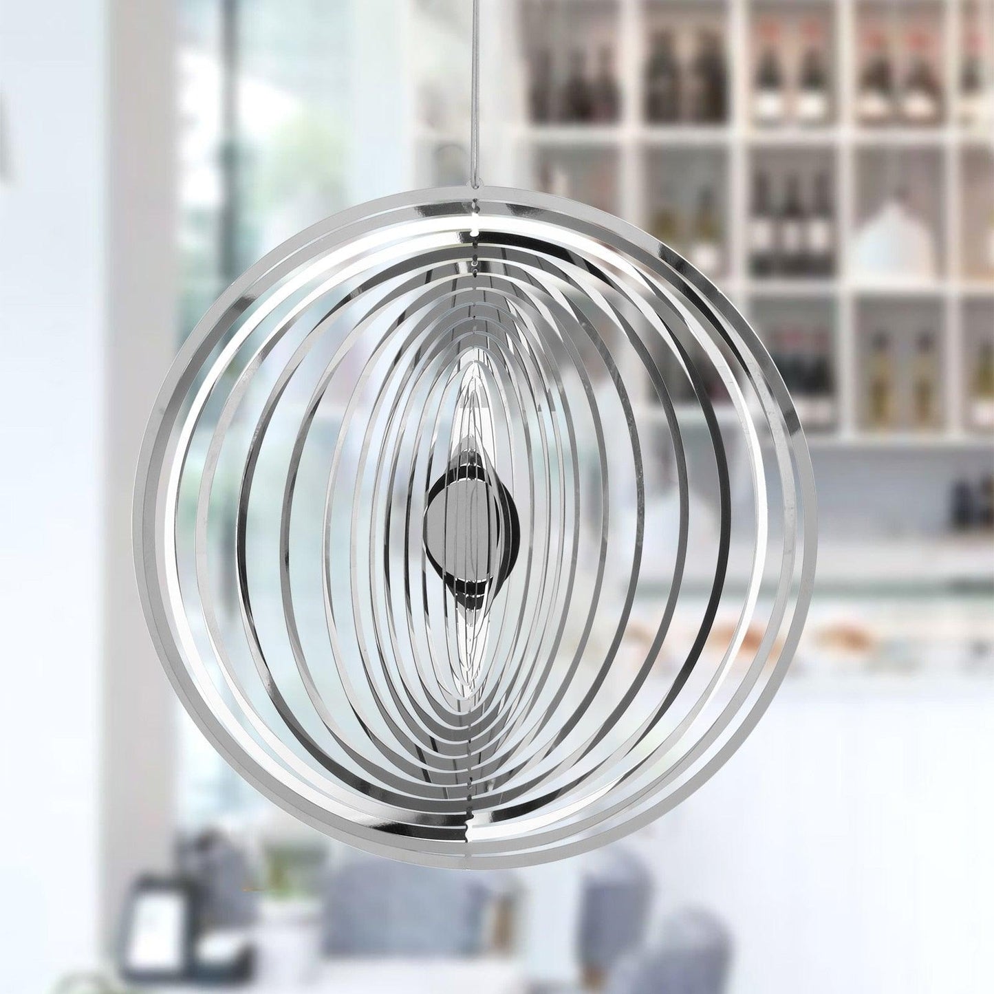 3D Drop-shaped Rotating Wind Spinner Outdoor Metal Sculptures Flowing Stainless Steel Wind Chimes Flowing-Light Effect Design Home Garden Decoration Outdoor Hanging Decor Gift Wind Spinners Mirrored Patio Wind Chime Yard Decor