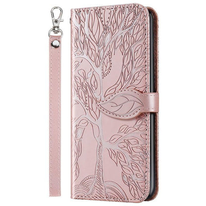3D Tree Flip Leather Case For iPhone 13 12 Mini Phone Cover PU Leather Wallet Case with Card Holder Kickstand Wrist Strap Flip Cover for iPhone
