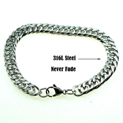 Luxury Miami Stainless Steel Chain Bracelets For  Men Flat Curb Bracelet Hip Hop Rock Sports Jewelry Style