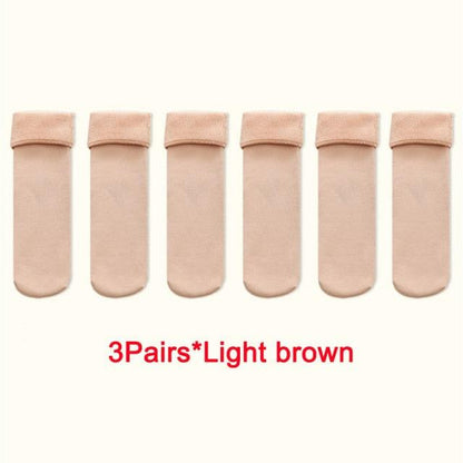 3Pairs Female Winter Warm Thicken Thermal Soft Casual Solid Color Socks Wool Cashmere Home Snow Boots Velvet Home Floor Sock For Women