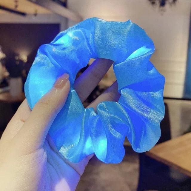 3Pcs New Arrival Girls LED Luminous Scrunchies Hairband Ponytail Holder Headwear Elastic Hair Bands Solid Color Hair Accessories Ponytail Holder Accessories for Women And Girls