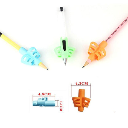 3Pcs/Set Soft Silica Pencil Grasp Two-Finger Gel Pen Grips Children Writing Training Correction Tool Pens Holding for Kids Gifts Children's School Supplies Triangular Correction Children's Writing Tool