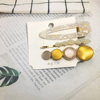 3PCS/Set Women Girls Hair Clips Square Round Pearls Hairpins Headband Barrettes Fashion Hair Clip Hairpins for Women Girls Headwear Styling Tools