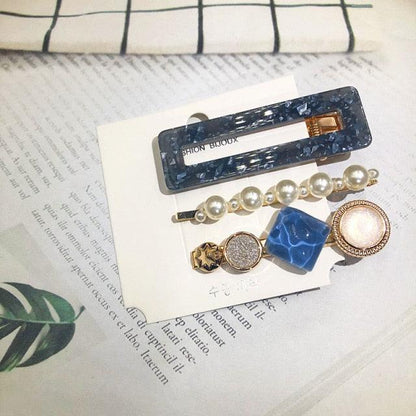 3PCS/Set Women Girls Hair Clips Square Round Pearls Hairpins Headband Barrettes Fashion Hair Clip Hairpins for Women Girls Headwear Styling Tools