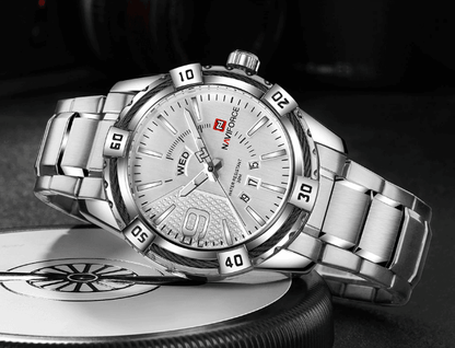 Men's  Luxury Stainless steal Waterproof Watch With Day And Date Display Unique Design Perfect Gift In Modern Metal Men  Wrist Watch Design
