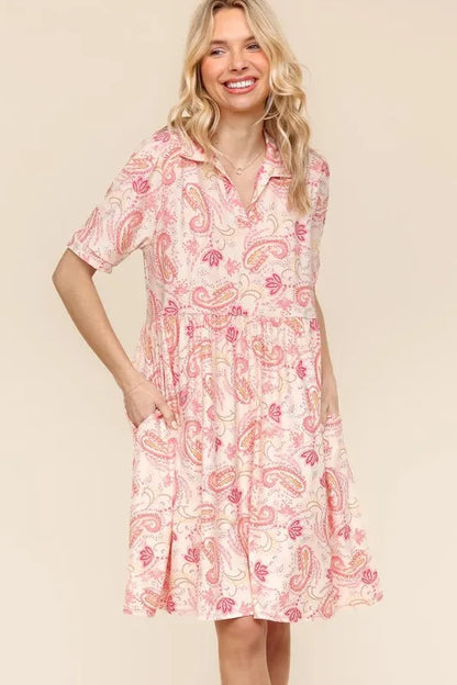 Fit and Flare Paisley Print Knit Dress For Summer – Paisley Print Dress, Fit and Flare Dress, Knit Dress, Classic Paisley Dress, Feminine Knit Dress