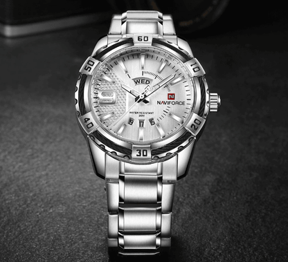 Men's  Luxury Stainless steal Waterproof Watch With Day And Date Display Unique Design Perfect Gift In Modern Metal Men  Wrist Watch Design