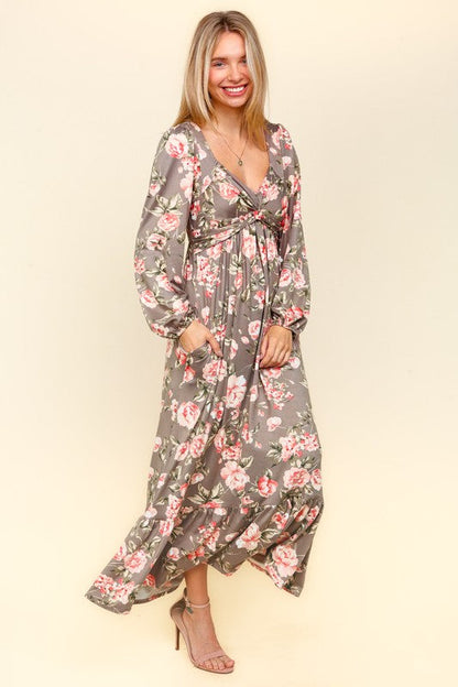 Twisted Detail Ruffled Hem Floral Dress with Side Pockets For Women – Feminine Floral Print, Sophisticated Twist Detail, Fun Ruffled Hem & Convenient Pockets