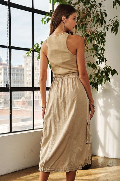Drawstring Sleeveless Washed Dress For Women – Casual, Stylish, Comfortable, Versatile, Effortlessly Chic Dress for Everyday Wear