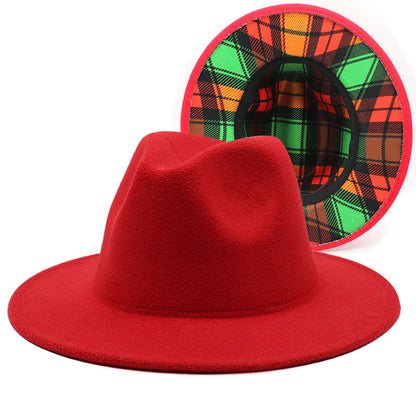 Beautiful Two Tone Luxury Fedora Hat Men's and Women's Hat Unique Retro Design Men's Fedoras Hat Colorful Fedoras Jazz Cap Elegant Soft Hat Wide Brim Party Hats 56-58CM