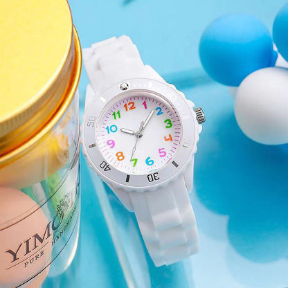 Kids Quartz Watches 50M Waterproof Analog Wristwatches Jelly Clock Students Watch Children PU Band Watch Childrens Analog Wrist Watch With Protective Design Simple Watch For Girls And Boys
