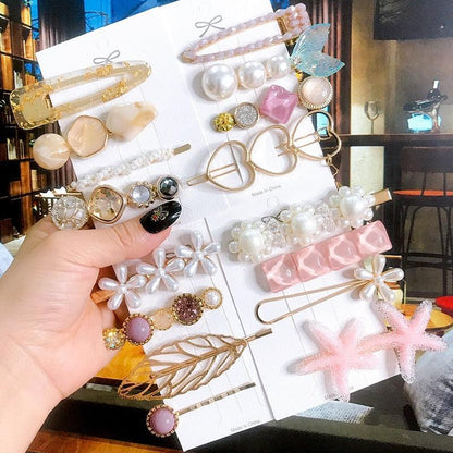 4pcs/set Women Hair Accessories Jewelry Korean Simulation Pearl Barrette Love Hearts Hair Clips For Girls Pink Hairpins Wedding Hair Accessories for Brides and Bridesmaids