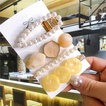 4pcs/set Women Hair Accessories Jewelry Korean Simulation Pearl Barrette Love Hearts Hair Clips For Girls Pink Hairpins Wedding Hair Accessories for Brides and Bridesmaids