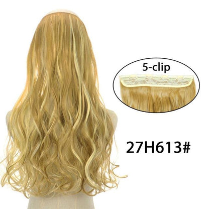 5 Clip In Hair Extension Heat Resistant Fake Hairpieces Long Wavy Hairstyles Synthetic Clip Golden On Hair Extensions Straight Hair Extensions with Invisible Fish Line Layered Hairpiece