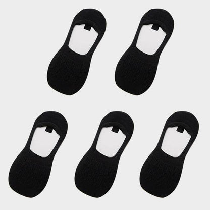 5 Pairs Women Cotton Low Cut Socks Solid Snowflake Soft Summer Silicone Non-slip Deep Mouth Prevent Heel Loss Slipper Socks For Women