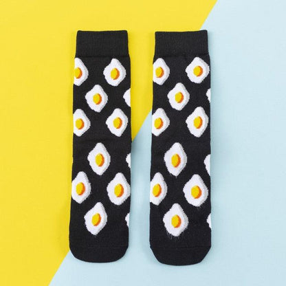 Women's Colorful Cotton Socks Fruits Banana Avocado Lemon Egg Cookie Donuts Food Happy Color Socks