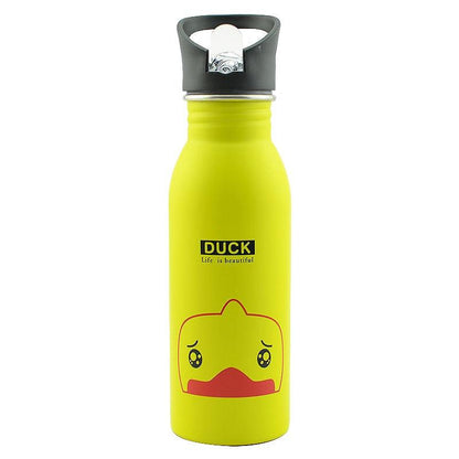 500ml Cute Baby Water Cup Leak Proof Bottle With Straw Lid Children School Outdoor Drinking Bottle Training Cup Steel Sports Water Bottle Portable Sports Bottle