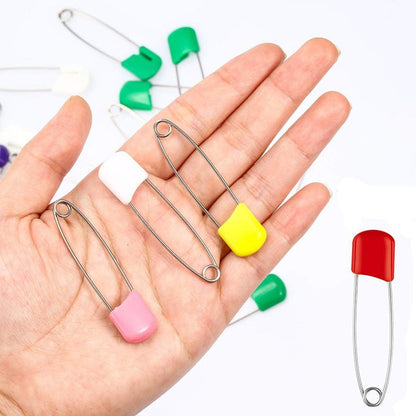 50Pcs Baby Safety Pins Plastic Head Cloth Diaper Pins Stainless Steel Sewing Safety Pins for Quilting Knitting Stitch Markers Stainless Steel Nappy Pins for Quilting Sewing Locking Safety Pins