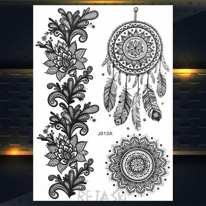 53 Sheets Black Lace Temporary Tattoos Sticker Butterfly Flower Fake Tatoo Sticker Sexy  Black Henna Temporary Tattoos For Women
