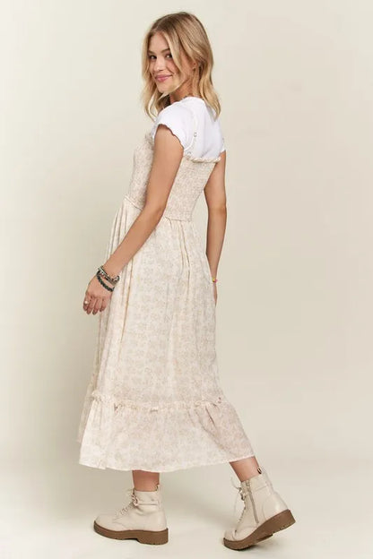 New Summer Smocked Floral Ruffled Hem Cami Dress – Feminine, Charming, Playful, Perfect for Warm Weather and Casual Outings