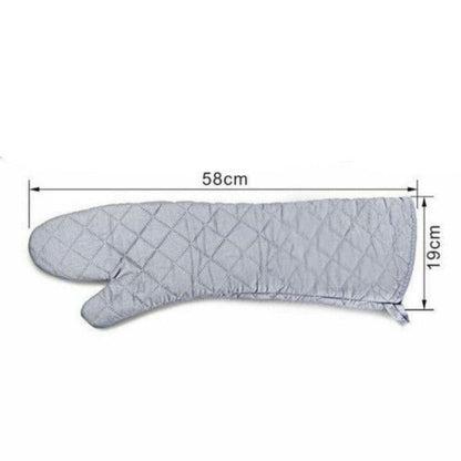 58cm Oven Gloves Long Oven Mitt Kitchen Glove BBQ Heat-resistant Cotton Cooking Barbecue Baking Tools Kitchen Accessories Heat Resistant Cooking Oven Gloves Can be Used for Grilling Cooking BBQ
