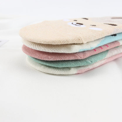 5 Pairs Cute Animal Spring Women Cotton Boat Socks Set Korean Style Funny Cat Dog Panda Low Cut Ankle Short Socks