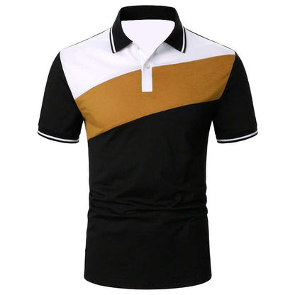 Men's Patchwork Modern Polo Shirts Brand Design Tops Business And Casual Tops Mens Binding Tunic Tops Connects Body Men's Tops Shirts