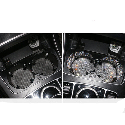 2PCS Diamond Car Coaster Water Cup Slot Non-Slip Mat Silica Gel Pad Bling Car Coasters Silicone Crystal Car Cup Holder Mat Car Gadget Universal Bling Car Cup Mat Holder Insert Crystal Rhinestone Vehicle Cup Coaster Bling Car Accessories for Woman