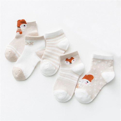 5 Pairs Cute Summer Breathable Mesh Cotton Infant Baby Socks For Newborn Boys And Girls