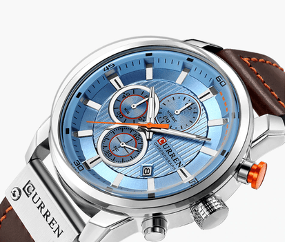 Men's Waterproof Elegant Sport Watch With Chronometers Day View, Leather  Belts And Hardlex Scratch Resistant Glass Perfect Gift For Him