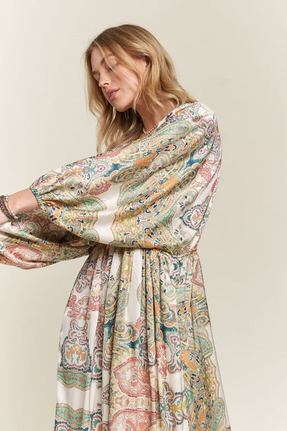 New Printed V-Neck Batwing Sleeve Dress For Summer – Stylish, Effortlessly Chic, Comfortable, Perfect for Casual and Semi-Formal Events