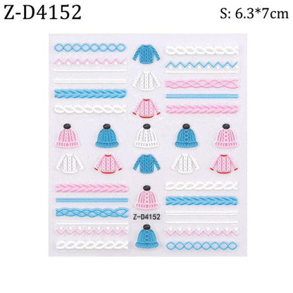 5D Sweater Nail Sticker Acrylic Engraved Winter Charm Designs Beauty Cloth Christmas Patterns Nails Art Decoration Tools  Nail Art Stickers Decor Tip Transfer Nail Decals Sticker For Pretty Girl Self-Adhesive Nail Decals Designer Nail Stickers