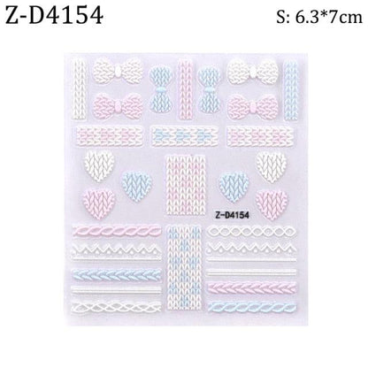 5D Sweater Nail Sticker Acrylic Engraved Winter Charm Designs Beauty Cloth Christmas Patterns Nails Art Decoration Tools  Nail Art Stickers Decor Tip Transfer Nail Decals Sticker For Pretty Girl Self-Adhesive Nail Decals Designer Nail Stickers