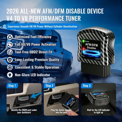 AFM Disabler for GM Vehicles, OBD2 Active Fuel Management Delete Device for V6 V8 Engines, Compatible with Chevy Silverado Tahoe GMC Sierra Yukon Cadillac Escalade 4.3L 5.3L 6.0L 6.2L
